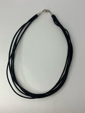 Vtg 925 Sterling Silver Clasp & Tips Multi Strand Cord Necklace | 15”